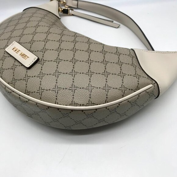 Nine West Beige Logo Milk Byron Hobo Bag - Picture 7 of 11